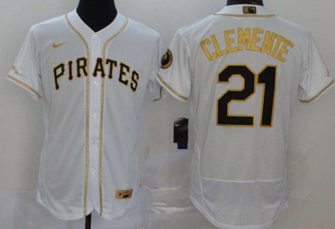 Men's Pittsburgh Pirates ACTIVE PLAYER Custom White Gold Flex Base Stitched Baseball Jersey